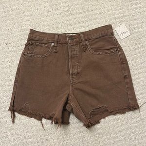 Free People 26” high waisted washed chocolate jean shorts